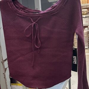 Madden NYC Burgundy Off-Shoulder Sweater